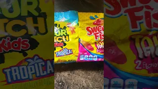 Sour Patch Kids VS Swedish Fish Tails! Which one are you choosing? #shorts