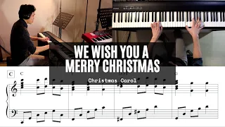 We Wish You A Merry Christmas  - Christmas Carol With Transcribed Piano Sheet Music Tutorial