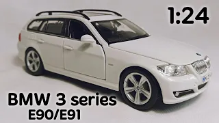 🚘 BMW 3 series E90 E91⭐️ scale car model 1:24 detailed review unboxing Bburago diecast Miniature toy