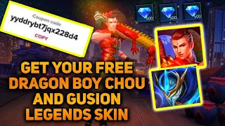 HOW to GET FREEEE DRAGON BOY CHOU and GUSION LEGEND SKIN! (Legit100%)