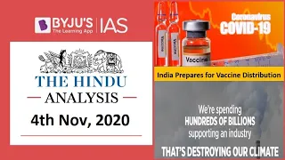 'The Hindu' Analysis for 4th November, 2020. (Current Affairs for UPSC/IAS)