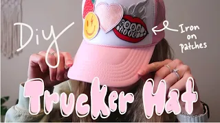 Making a TRENDY Patch Trucker Hat *with iron* | DIY | Emma Alexis