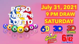 9PM Lotto Draw Results SATURDAY 7-31-2021