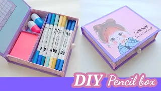 How to make a pencil case from cardboard / The best out of waste / DIY pencil box / paper craft -Diy