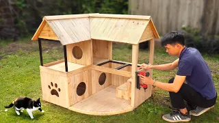 Build cute wooden cat house and aquarium combo