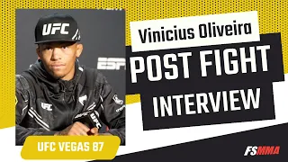 Vinicius Oliveira reacts to his Knockout of the Year moment following UFC Vegas 87 win