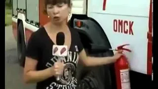 Fail with fire extinguisher on live TV volume warning]