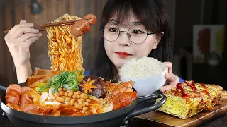 ASMR SPICY SAUSAGE STEW🍲 EGG ROLLS | COOKING & MUKBANG | EATING SOUNDS