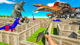 FPS AVATAR SAVE CARNIVORE DINOSAURS FROM GODZILLA 2014 MAZE - Animal Revolt Battle Simulator ARBS