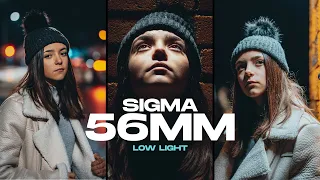 Sigma 56mm 1.4  Low Light / Night Test. Portrait Photo Walk Ep11 (Sony A6500)