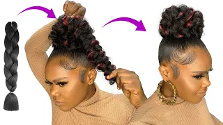 😱 10 MINUTES QUICK HAIRSTYLE USING BRAID EXTENSION