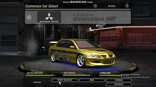 NFSU2 | Brian O'Conner's Mitsubishi Lancer Evo from 2 Fast 2 Furious | Tuning and Test Run