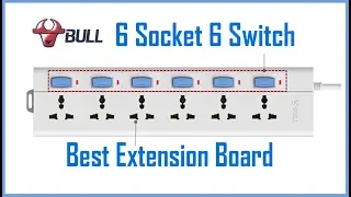 Bull 6 Socket , 6 Switch , 3 M Wire Extension Board
