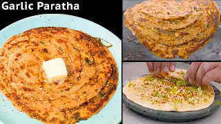 गेहूं के आटे से घर पे बनाये गार्लिक ब्रेड के टेस्ट वाला पराठा | Chilli Garlic Paratha RECIPE