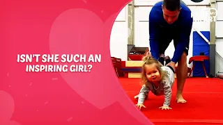 Little Girl Copies Dad's Workout Routine And Trains With Him