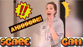 Scare cam pranks. Funny reaction!! She jumps with a beautiful scream. #4