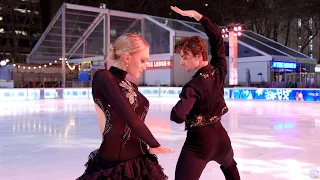 British Ice Dancers Phebe Bekker & James Hernandez perform their 2023 Rhythm Dance in Bryant Park