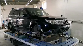 Кузовной ремонт Subary Forester. Лобовой удар, ремонт передней части автомобиля.
