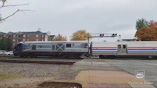 (Rare) Amtrak River Runner Arrives on a Different Side of the Tracks in Kirkwood, MO.