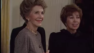 Nancy Reagan gives a Tour of the White House to Raisa Gorbachev on December 9, 1987