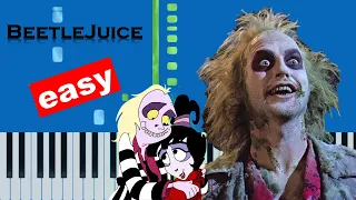 BeetleJuice Theme Song Slow Easy Piano Synthesia Tutorial