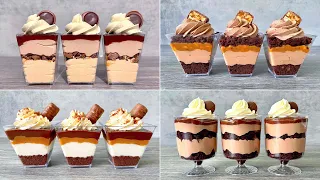 Toffifee, Snickers, Twix and Nutella dessert cups. 4 easy no bake dessert recipes.