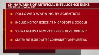 China warns of artificial intelligence risks