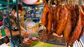 Best Cambodian street food | Tasty delicious roasted fish, duck, pork ribs recipe @Olympic Market