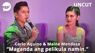 Maine Mendoza, Carlo Aquino nag-react sa comparison ng movie nila sa Hello Love Goodbye