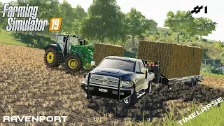 Big harvest and baling | Animals on Ravenport | Farming Simulator 19 | Episode 1