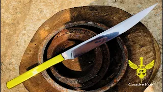 Making Knife - Turning a Rusty BEARING into a Shiny but Razor Sharp KNIFE