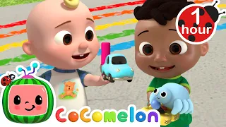 JJ and Cody's Rainbow Toy Cars Playtime! | Anansi Song | CoComelon Nursery Rhymes & Kids Songs