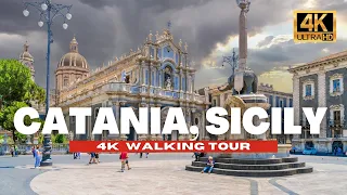 Catania, Sicily Walking Tour - Italy Baroque Historic District [4K Ultra HD / 60 fps]