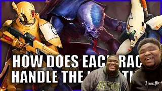 (Twins React) What Happens when a Genestealer Infects Each Race? | Warhammer 40k Lore - REACTION