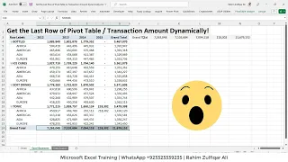 Get the Last Row of Pivot Table / Transaction Amount Dynamically in Microsoft #Excel