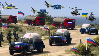 Ukrainian Fighter Jets, Drone & Helicopter Attack on Israeli Army Oil Convoy & Base in Moscow- GTA V