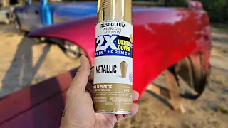 Let's Spray - CANDY RED over RUSTOLEUM Gold Metallic