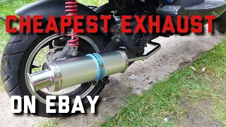 Lexmoto FMR 50. Cheapest universal GY6 139QMB exhaust on eBay.