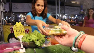 Street Food at a NIGHT MARKET in TRANG THAILAND. Thai Street Food Tour. ตรัง