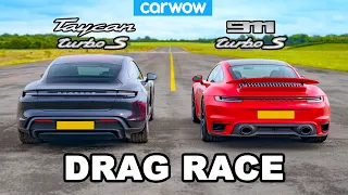 New Porsche 911 Turbo S vs Taycan Turbo S: DRAG RACE!