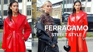 FERRAGAMO Milan Street Style 2024. Milan Fashion Week.