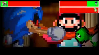 Devil Mario vs. Sonic EXE with healthbars (Halloween Special)