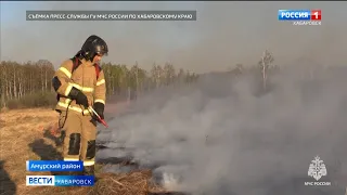 Сотрудники МЧС ликвидировали возгорание у села Голубичное Амурского района