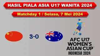 Hasil Piala Asia U17 Wanita 2024 │ Matchday 1 │ China vs Australia │ Selasa, 7 Mei 2024 │