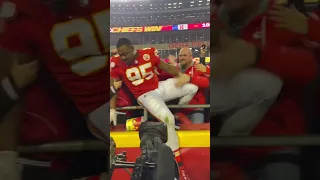 Chris Jones chugging beer after Kansas City Chiefs win #chiefs #chiefskingdom #chrisjones