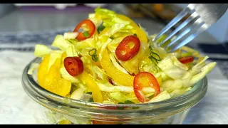 Eat cabbage salad for dinner every day and you'll lose belly fat! Spicy cabbage recipe!