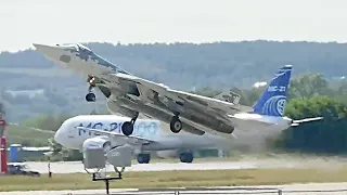 Su-57 Fantastic aerobatics in afterburner.