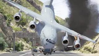World's Heaviest C-17 Emergency Landing On Busy Highway | GTA 5
