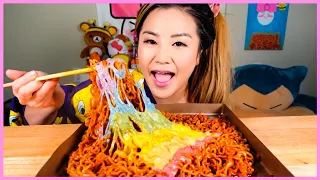 NUCLEAR FIRE NOODLES W/ RAINBOW CHEESE l MUKBANG