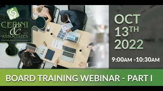 Board Training Webinar - Part I